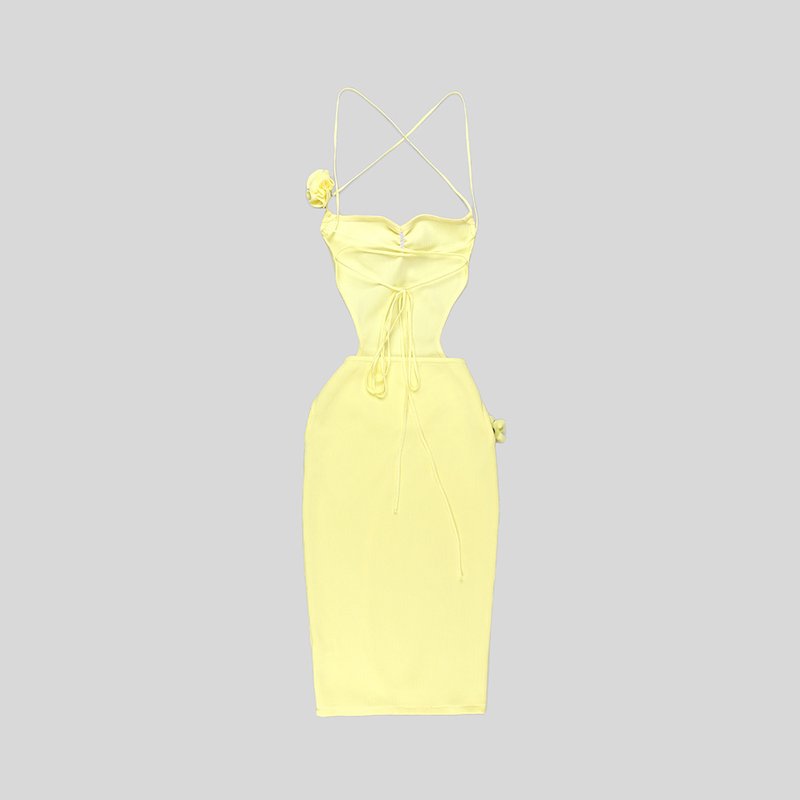 Strapless Cutout Knit Midi Dress H5971