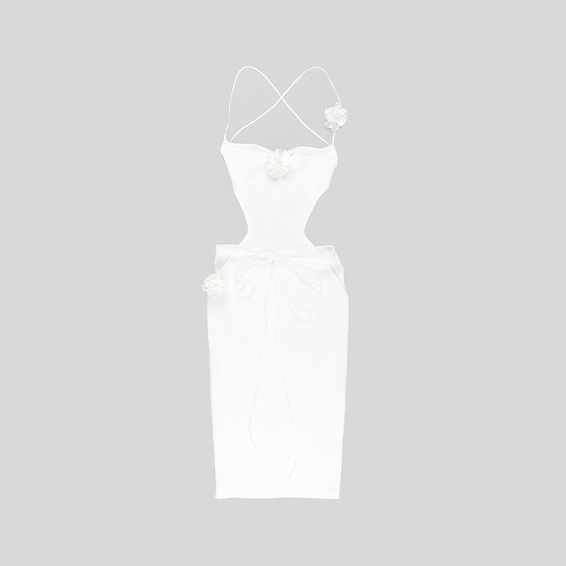 Strapless Cutout Knit Midi Dress H5971
