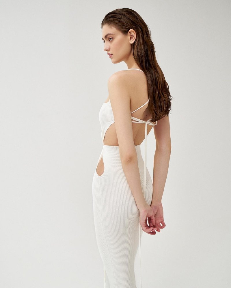 Strapless Cutout Knit Midi Dress H5971