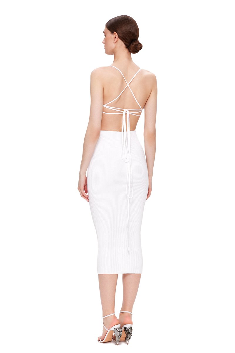 Strapless Cutout Knit Midi Dress H5971