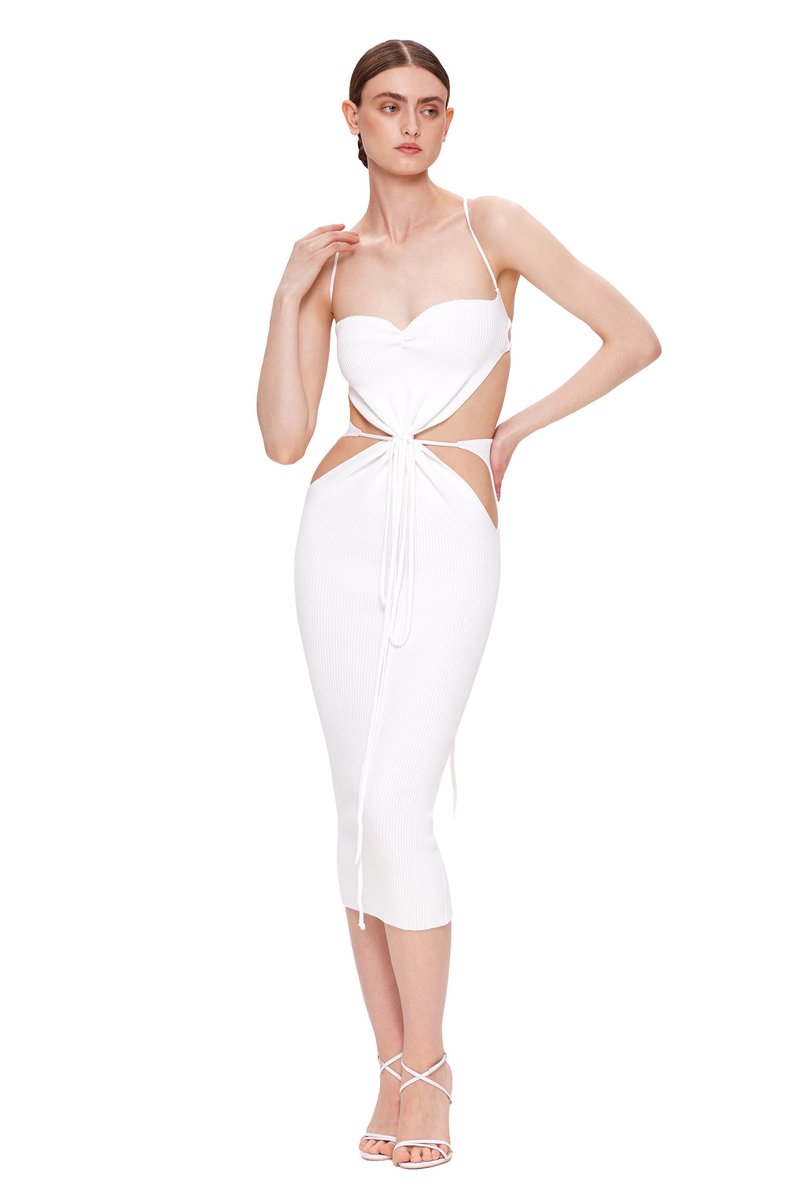 Strapless Cutout Knit Midi Dress H5971
