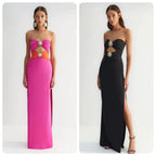 Strapless Cutout Polka Dot Maxi Dress H6357