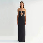 Strapless Cutout Polka Dot Maxi Dress H6357