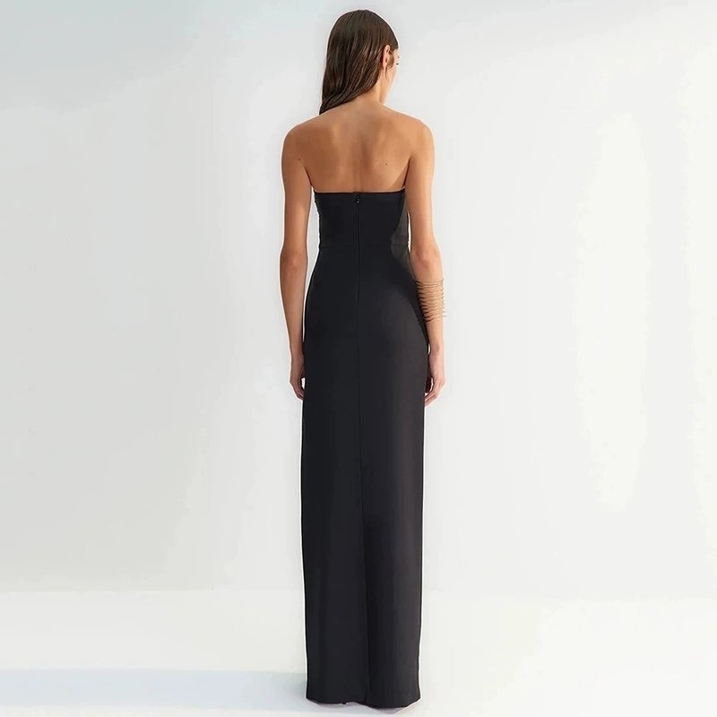 Strapless Cutout Polka Dot Maxi Dress H6357