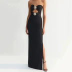 Strapless Cutout Polka Dot Maxi Dress H6357