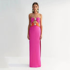 Strapless Cutout Polka Dot Maxi Dress H6357