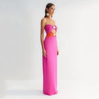 Strapless Cutout Polka Dot Maxi Dress H6357