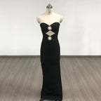 Strapless Cutout Polka Dot Maxi Dress H6357