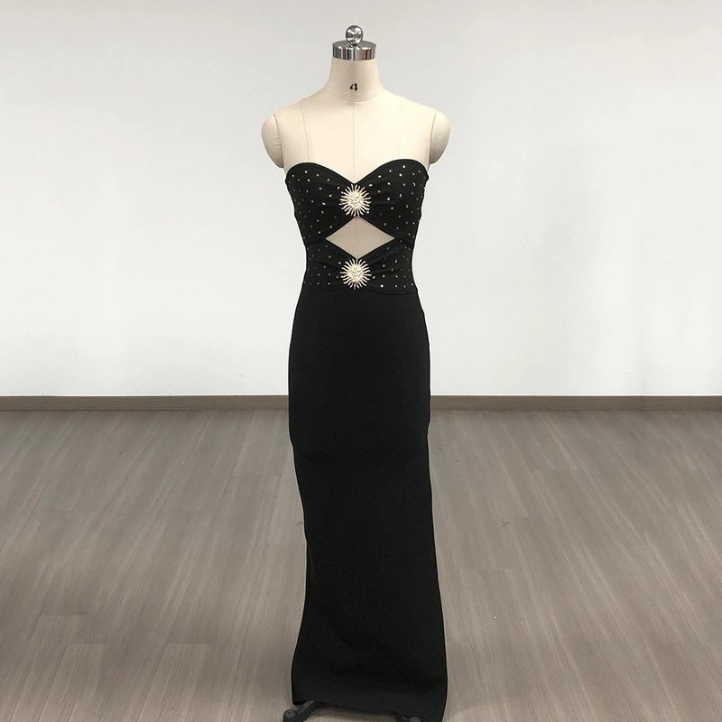 Strapless Cutout Polka Dot Maxi Dress H6357