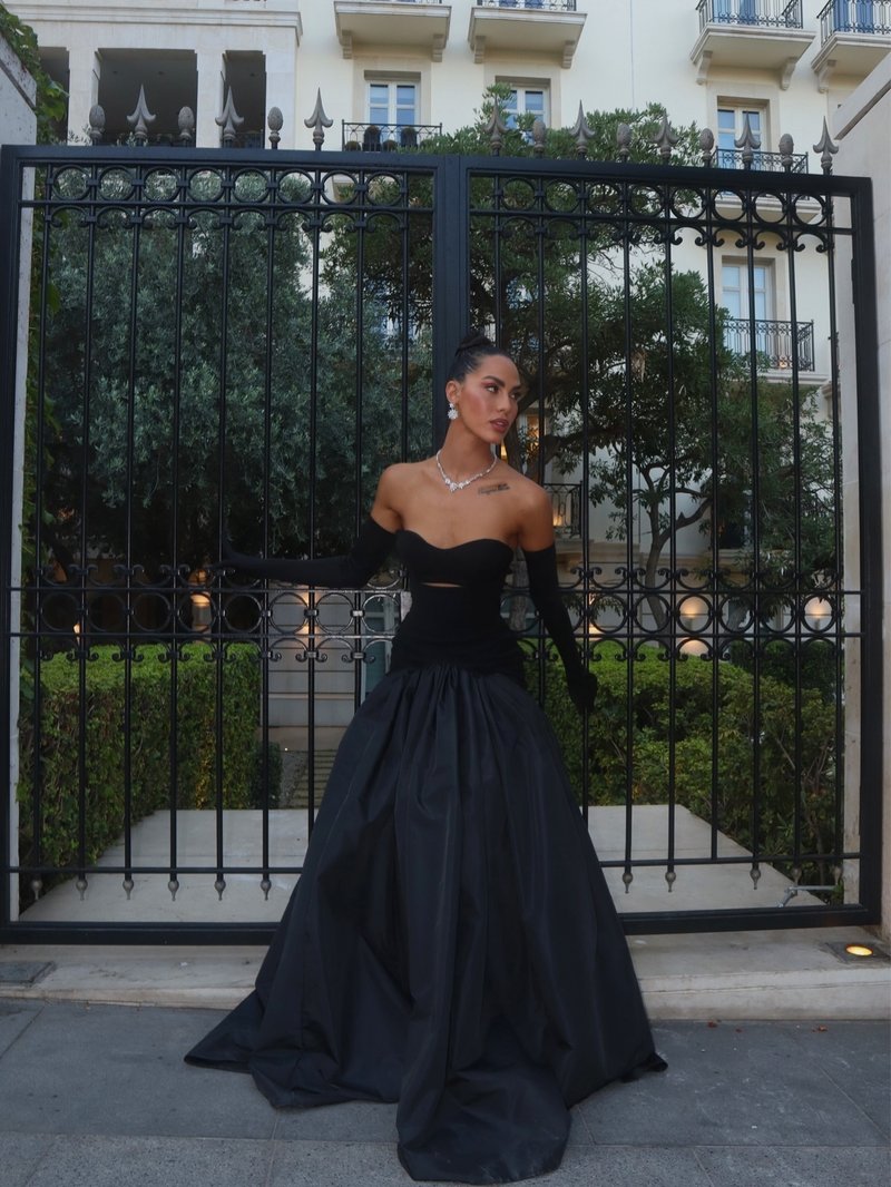 Strapless Cutout Velvet Ball Gown H7096