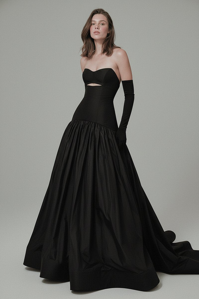Strapless Cutout Velvet Ball Gown H7096