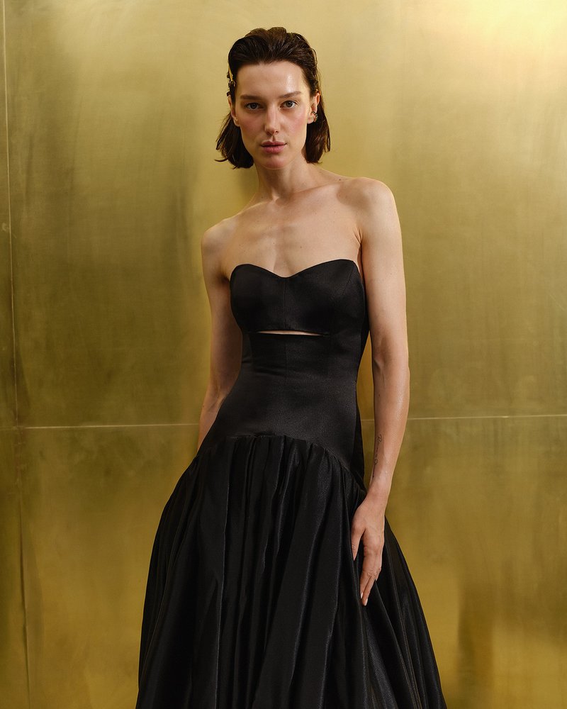 Strapless Cutout Velvet Ball Gown H7096
