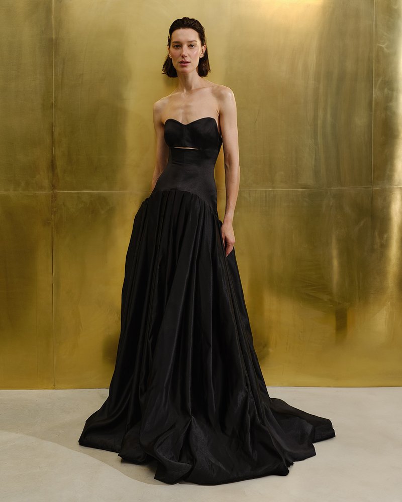 Strapless Cutout Velvet Ball Gown H7096