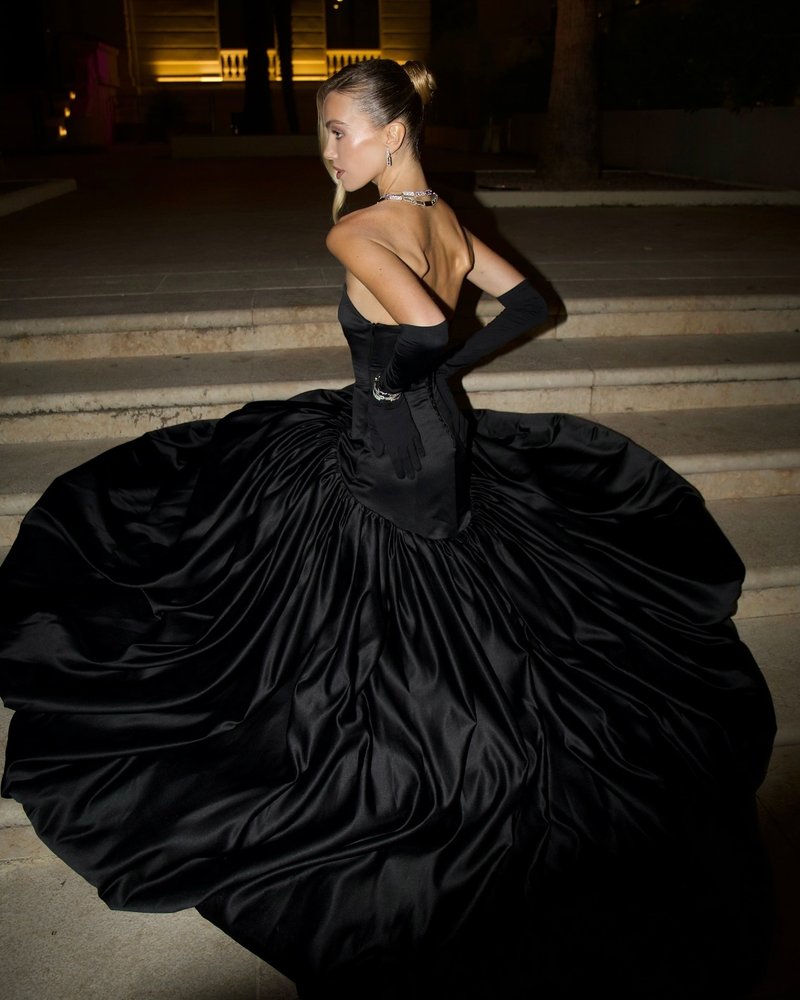 Strapless Cutout Velvet Ball Gown H7096