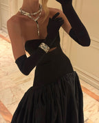 Strapless Cutout Velvet Ball Gown H7096