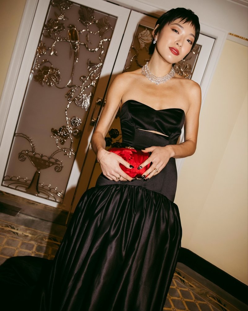 Strapless Cutout Velvet Ball Gown H7096