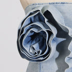 Strapless Denim Rose Mini Dress H6358