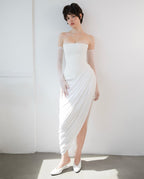 Strapless Draped High-Slit Gown H7020