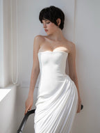Strapless Draped High-Slit Gown H7020