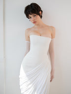 Strapless Draped High-Slit Gown H7020