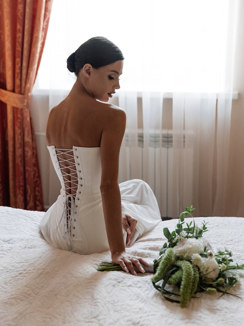 Strapless Draped High-Slit Gown H7020
