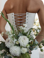 Strapless Draped High-Slit Gown H7020