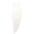 Strapless Draped High-Slit Gown H7020