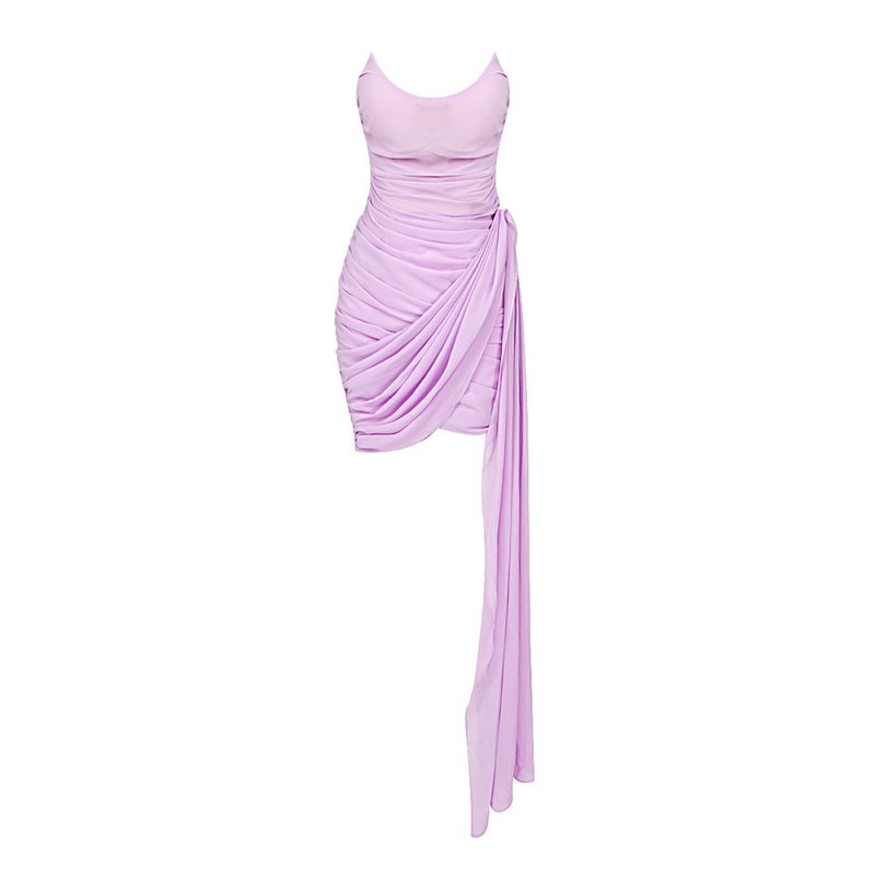 Strapless Draped Lilac Mini Dress H5017