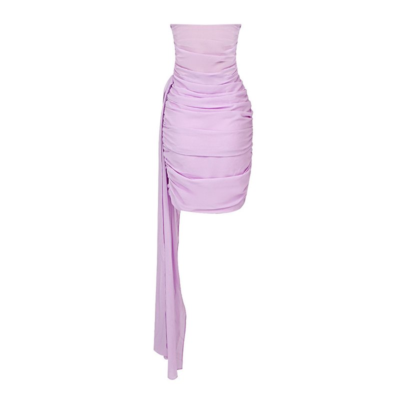 Strapless Draped Lilac Mini Dress H5017