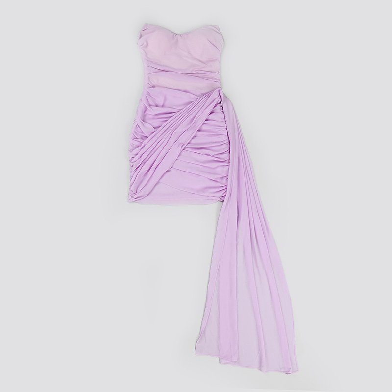 Strapless Draped Lilac Mini Dress H5017