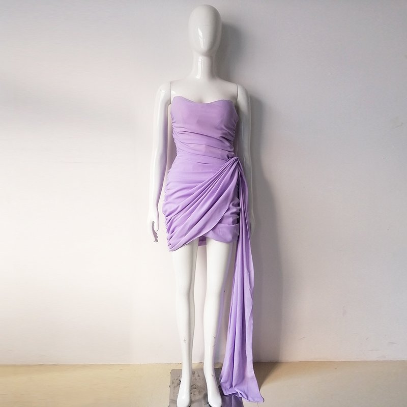 Strapless Draped Lilac Mini Dress H5017