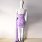 Strapless Draped Lilac Mini Dress H5017