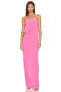 Strapless Draped Pink Maxi Dress H5978