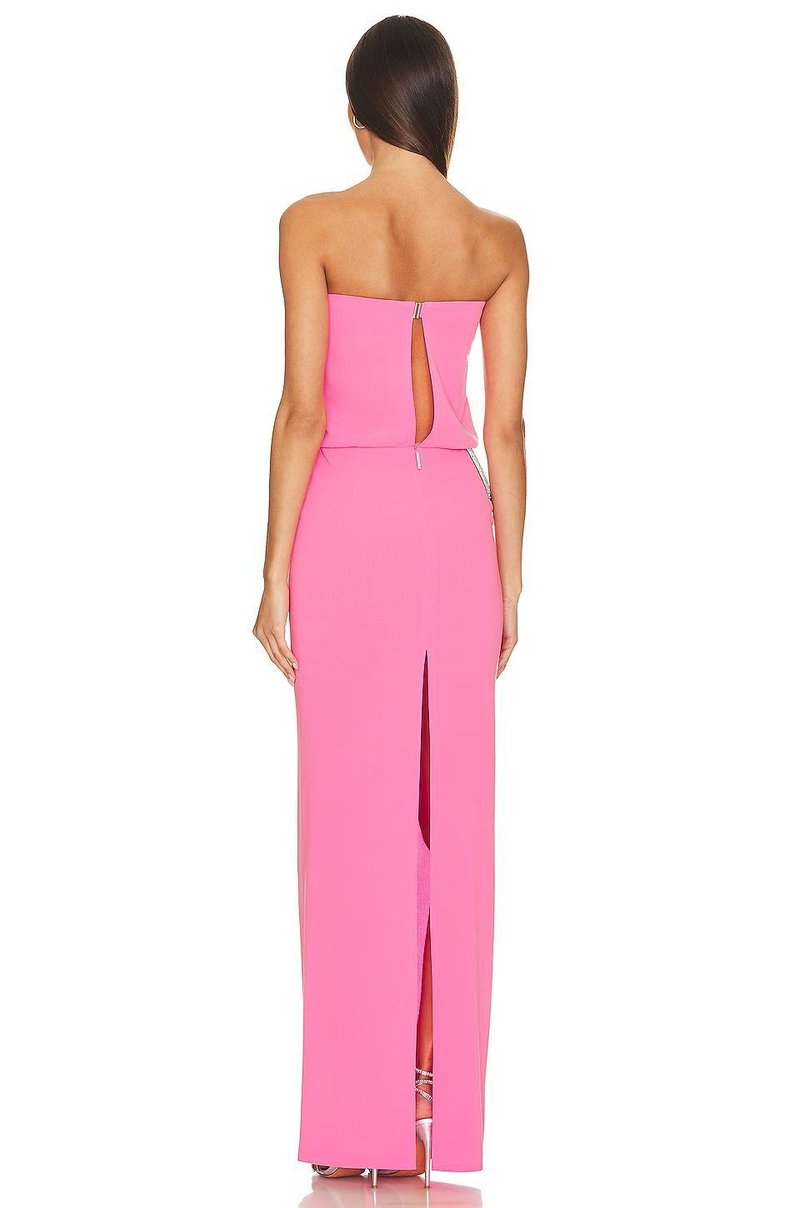 Strapless Draped Pink Maxi Dress H5978
