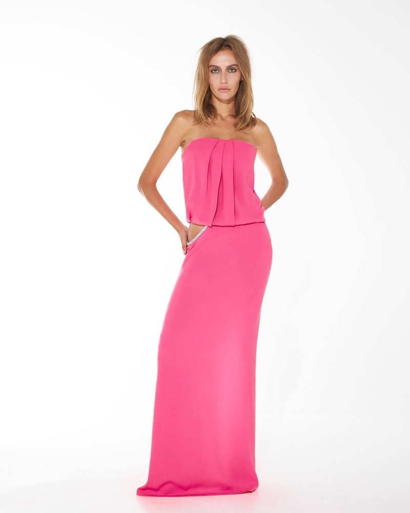 Strapless Draped Pink Maxi Dress H5978