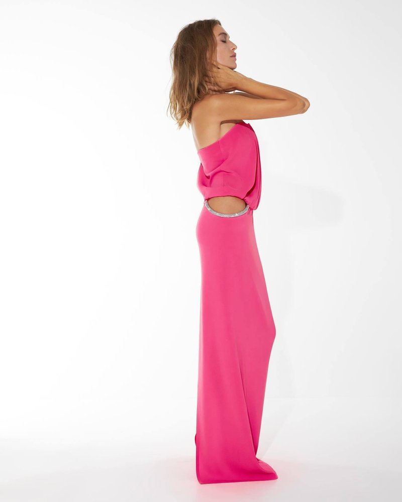 Strapless Draped Pink Maxi Dress H5978