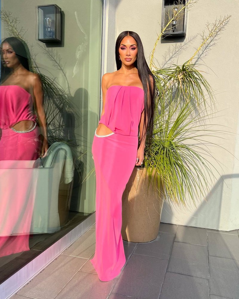 Strapless Draped Pink Maxi Dress H5978