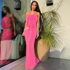 Strapless Draped Pink Maxi Dress H5978