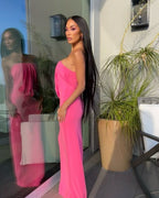 Strapless Draped Pink Maxi Dress H5978