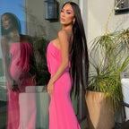 Strapless Draped Pink Maxi Dress H5978