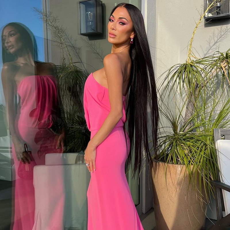 Strapless Draped Pink Maxi Dress H5978