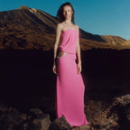 Strapless Draped Pink Maxi Dress H5978