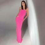 Strapless Draped Pink Maxi Dress H5978