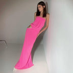 Strapless Draped Pink Maxi Dress H5978