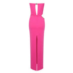 Strapless Draped Pink Maxi Dress H5978