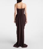 Strapless Draped Satin Maxi Dress H7129