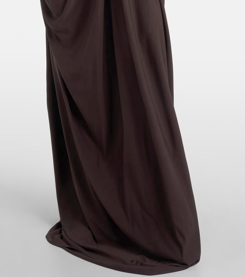 Strapless Draped Satin Maxi Dress H7129
