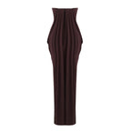 Strapless Draped Satin Maxi Dress H7129