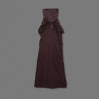 Strapless Draped Satin Maxi Dress H7129