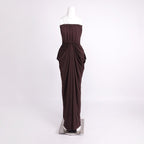 Strapless Draped Satin Maxi Dress H7129